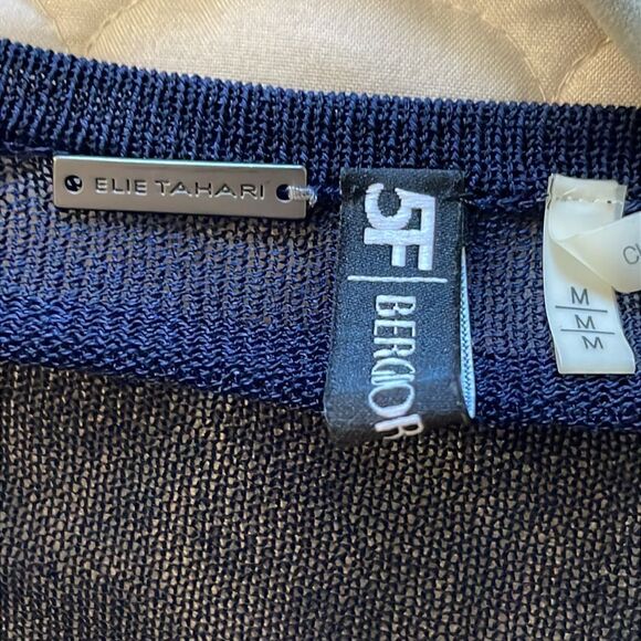 Elie Taharie for Bergdorf Goodman Navy Sheer Cardigan - Picture 4 of 6